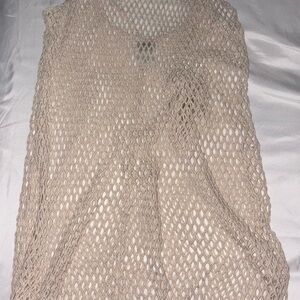Beige Knit Mesh Swim Coverup